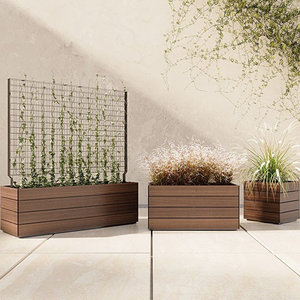 Jardinière d'extérieur personnalisable <span class=keywords><strong>pour</strong></span> la maison Lit de jardin surélevé en <span class=keywords><strong>bois</strong></span> avec treillis en acier et roue <span class=keywords><strong>pour</strong></span> <span class=keywords><strong>plantes</strong></span> <span class=keywords><strong>grimpantes</strong></span> - Product Image 5