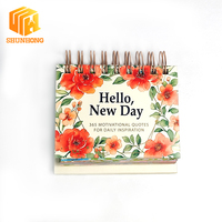 Calendrier de bureau perpétuel personnalisé avec citations motivantes 365 jours, reliure spirale double en or rose, commande en gros OEM