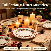 Assiettes en papier jetables de Noël 9 pouces, qualité alimentaire, imperméables, motif pomme de pin, ensemble de vaisselle de fête pour dîner de fin d'année