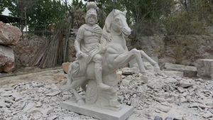 Estatua samurái De tamaño real, piedra De mármol y granito Natural, armadura De caballero europeo y Taille De Grande - Product Image 2