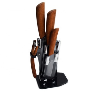 Precio barato de madera de 5pc de la <span class=keywords><strong>cocina</strong></span> de cerámica <span class=keywords><strong>juego</strong></span> de <span class=keywords><strong>cuchillos</strong></span> con bloque de acrílico - Product Image 3