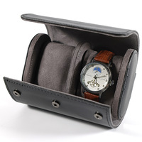 Étui à montres en cuir PU à 2 emplacements, organiseur double pour montres, support de rangement de voyage avec logo personnalisé, vente en gros