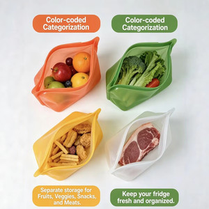 Bolsas de Silicona Premium para Almacenamiento de Alimentos, Bolsas Ecológicas para Congelador, Bolsas para Snacks, Recipientes para Almuerzo y Preparación de Comidas - Product Image 4