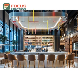 ตู้โชว์กาแฟขนาดใหญ่ ลายไม้โอ๊คธรรมชาติ พร้อมชั้นวางเครื่องปรุง ตู้เก็บสินค้าสำหรับร้านกาแฟ - Product Image 2