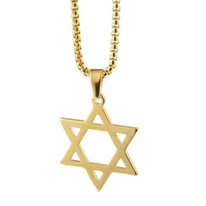 Collana gioiello in oro 18K con stella di David per donne collana impermeabile in acciaio inossidabile Hexagram ciondolo - Product Image 3