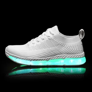 2022 Unisex Hot-sell hidden button USB charging adults led sneakers light up shoes