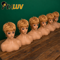 Wig Pixie Cut Grosir, Rambut Manusia, Wig Afro Keriting, Wig Pixie Full Lace, Warna Alami untuk Wanita Kulit Hitam, Rambut Vietnam Mentah