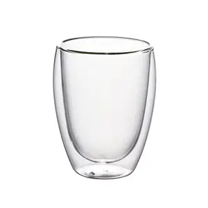 Yafu de vidrio 250ml 350ml 450ml de doble pared de vidrio de borosilicato termo taza hecha a mano con tapa de vidrio