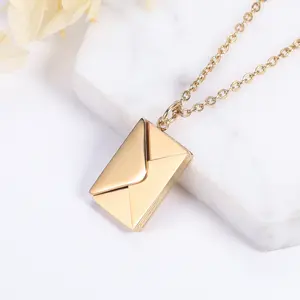 PAVA hot envelope titanium steel necklace popular couple clavicle chain engraved love stainless steel jewellery