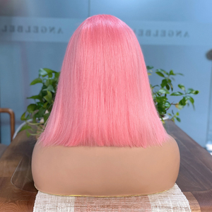 Pelucas Bob Rosas de Cabello Humano, 180% de Densidad, Sin Pegamento, 8 Pulgadas, Encaje Frontal 13x4, Cabello Brasileño Liso Sedoso, Peluca Bob con Raya al Medio - Product Image 4