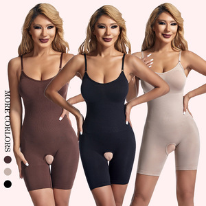 Factory <span class=keywords><strong>Outlet</strong></span> Mujeres Full Body Shaper High Elastic Shapewear Body con correa ajustable Bragas de control de entrepierna abierta - Product Image 1