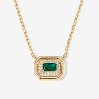 Elegante 925 Sterling Silber 18K Vergoldete Halo Saphirblau Rubinrot Smaragdgrün Zirkon CZ Pavé Zirkon Halskette für Damen