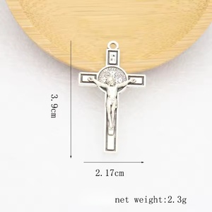 Pendentif Saint-Benoît Crucifix-<span class=keywords><strong>Croix</strong></span> catholique argentée avec <span class=keywords><strong>INRI</strong></span> et symboles religieux-Composant de bijoux religieux - Product Image 5