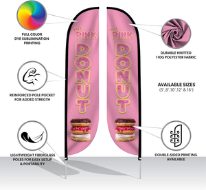 Bendera Pantai Kustom untuk Iklan, Bendera Terbang Promosi, Bendera Bulu Bentuk Tetesan Air untuk Pameran Dagang - Product Image 4