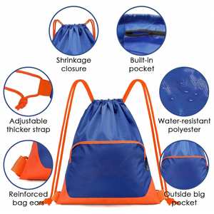Best Seller Custom <b>Drawstring</b> <b>Backpacks</b> Oxford Waterproof <b>Drawstring</b> <b>Backpack</b> with Front Zipper Pocket Cinch Bag for Sports Gym - Product Image 5