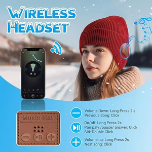 Casque sans fil <span class=keywords><strong>Bluetooth</strong></span> 5.0, <span class=keywords><strong>bonnet</strong></span> en velours tricoté d'hiver, casque <span class=keywords><strong>avec</strong></span> microphone, haut-parleur, musique mains libres, MP3, <span class=keywords><strong>bonnet</strong></span> intelligent chaud magique - Product Image 2