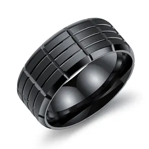 ยอดนิยม Tidy สีดำสีงานแต่งงานเครื่องประดับสแตนเลสแหวนผู้ชาย