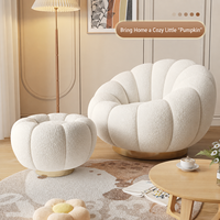 Cozy 360 °   Fauteuil inclinable pivotant en forme de citrouille avec revêtement en polaire Teddy, fauteuil d'appoint confortable avec repose-pieds en option