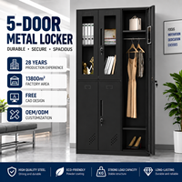 Armoire métallique à 5 portes KD Structure avec compartiment en verre pour employés, gymnase, école, stockage, personnalisable