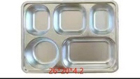 Assiette carrée en acier inoxydable Dexi DX-0026, écologique, de qualité alimentaire, avec couvercle divisé, pour le camping en plein air, les pique-niques, les barbecues et l'école
