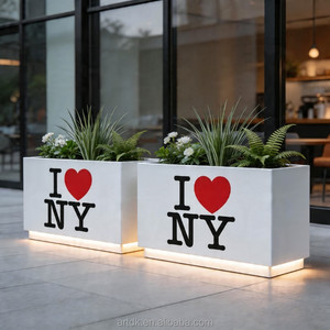 32 pots de fleurs en métal de style industriel moderne, jardinières en acier inoxydable avec LED pour la décoration urbaine <span class=keywords><strong>et</strong></span> paysagère - Product Image 1