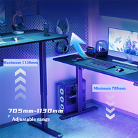 Bureau de jeu E-Sports en bois multifonction à hauteur réglable électrique avec design de chapiteau Design pliable Éclairage RVB