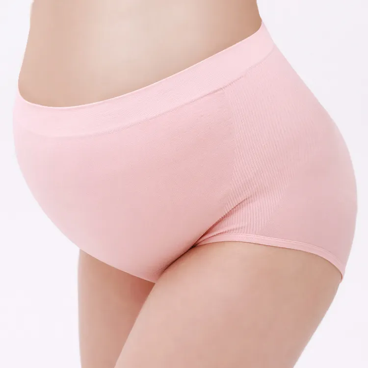 Wholesale Custom Logo Comfort Soft High Waist Maternity Plus Size Pregnant Women's Panties Seamless Underwear for Woman