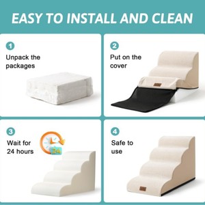 Échelle pour chat en mousse à 3 marches pour l'escalade en intérieur, amovible, lavable, antidérapante, pour accéder au lit, à la fenêtre et à l'arbre à chat - Product Image 2