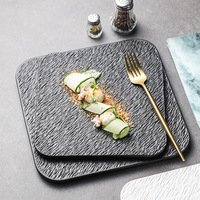 Offre Spéciale – Assiettes carrées plates en céramique à texture rocheuse pour restaurant – Vaisselle de table