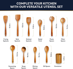 Ensemble d'ustensiles <span class=keywords><strong>de</strong></span> <span class=keywords><strong>cuisine</strong></span> en bois antiadhésifs, boîte <span class=keywords><strong>de</strong></span> rangement, 11 pièces, ustensiles <span class=keywords><strong>de</strong></span> <span class=keywords><strong>cuisine</strong></span> en teck naturel avec cuillère à mélanger robuste - Product Image 2