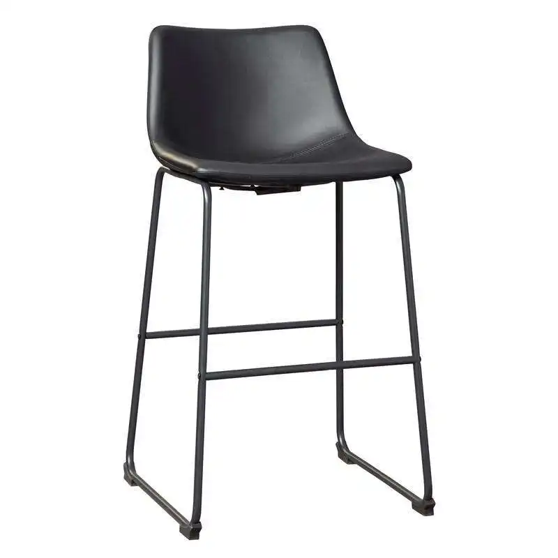 New Design Leather Bar Stool Chair with Backrest Industrial Style Metal Chair Fixed Metal Frame Legs Bar Stool Chair