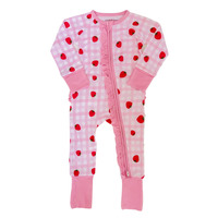 Pijama Enterizo de Bambú con Doble Cremallera y Manoplas Plegables, Estampado de Animales y Flores, Certificado CPC, Marca Privada ODM