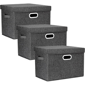 Foldable Heavy Duty Waterproof Linen Space Saving Fabric Toy Clothes <b>Bedding</b> Storage <b>Box</b> for Home Organization Wardrobe Drawer - Product Image 1