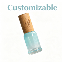 Bouteille d'emballage en verre aromatique bleu dégradé avec bouchon en bois de hêtre