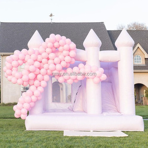 Maison de rebond gonflable violette commerciale de château sautant pastel en plein air avec toboggan et souffleur - Product Image 3