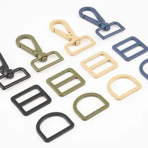 Wholesale Bag Hardware Mould Charges Free 1" Adjustable Slider Buckle 1 Inch D Ring Buckle 25mm Metal Swivel Snap Hook for Bag