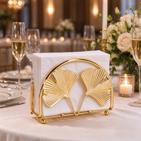 Porte-serviettes en fer doré en forme de feuille de Ginkgo, support de mouchoirs design arche pour table à manger, mariage, banquet, décoration de fête