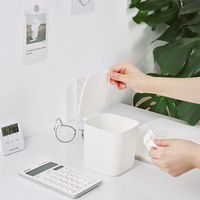 Poubelle de bureau carrée en plastique IMODE avec couvercle, petite taille, pour bureau, maison, chambre, mini seau de rangement