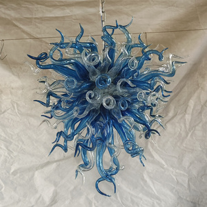 Lustre en verre soufflé à la main lustre en verre de murano de luxe lustre d'art bleu luminaire pour salle à manger salon villa - Product Image 2