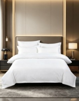 Parure de draps de luxe pour hôtel, 300 fils, tissage satiné, blanc, lisse et confortable, pour usage commercial, du fabricant d'origine