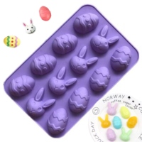 Nouveaux moules de cuisson personnalisés de lapin d'oeuf de Pâques de qualité alimentaire moule à gâteau décoration de gâteau outils moules de cuisson en silicone pour Pâques