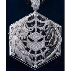 Pendentif en moissanite VVS, bijoux hip-hop, coupe ronde, diamant, pendentifs glacés, argent sterling 925, déclaration de mode, streetwear - Product Image 1