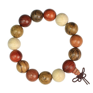Multi Treasure Sandalwood <b>Bracelet</b> 15Mm Single Circle Unisex Ethnic Style Wooden Beads For Everyday Wear - Product Image 5