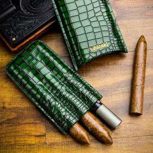 ซองใส่ซิการ์แบบพกพา ทำจากหนังเกรดหนึ่ง โลโก้ไทเทเนียมสตีล กล่องใส่ซิการ์ - Product Image 6