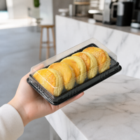 Boîte à pâtisserie transparente recyclable pour durian, emballage jetable en blister pour boulangerie avec couvercle en PET, vente en gros