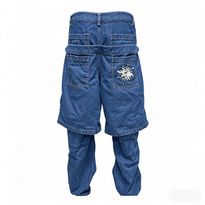Jeans de Mezclilla de Doble Capa Personalizados para Mujer, Jeans de Pierna Recta, Jeans de Mezclilla Transpirables, Bordado Sencillo - Product Image 2