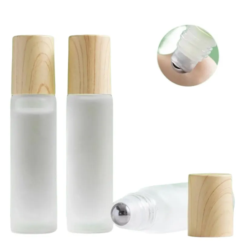 5ml 10ml roll on glass clear green blue amber essential oil metal roller bottle with roller