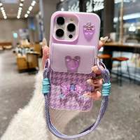 Étui de téléphone pour femmes en cuir PU couleur bonbon avec cordon de suspension et porte-cartes, compatible avec IPHONE 17 PRO MAX / 18 PRO MAX