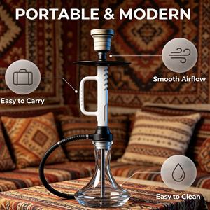 Set de Shisha Portátil Moderno, Pipa de Agua Mini de Acero Inoxidable y Aleación de Aluminio con Boquilla y Manguera para Viajes, Bar, Regalo - Product Image 6