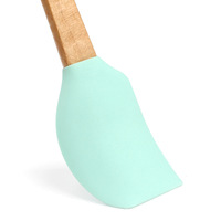 Mini 5 pièces ensemble de petits ustensiles de cuisine pour enfants manche en bois ustensiles en silicone avec brosse à huile grattoir pelle cuillère